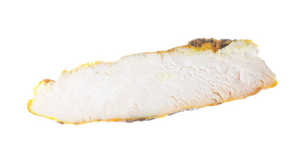 Piece of grilled chicken meat isolated on white
