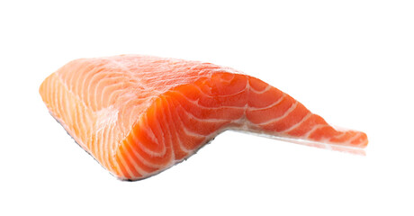 Piece of fresh salmon isolated on white