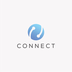 Obraz premium Global Connection Logo with World Links for Global Technology Business