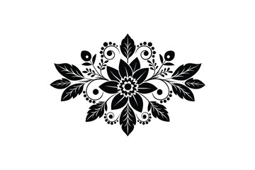 The pattern ornament element leaves and flowers follow each other Russian folk style vector art illustration. 