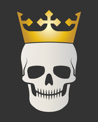 Skull with crown silhouette. Vector illustration image.