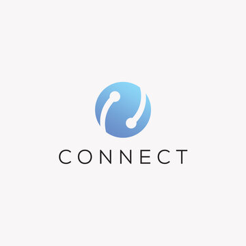 Global Connection Logo with World Links for Global Technology Business