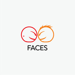 Obraz premium Faces logo design conversation and communication and related company editable vector image