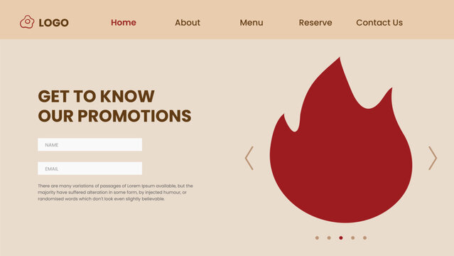 Flat design food landing page template design