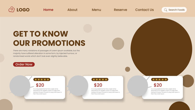 Restaurant landing page template design