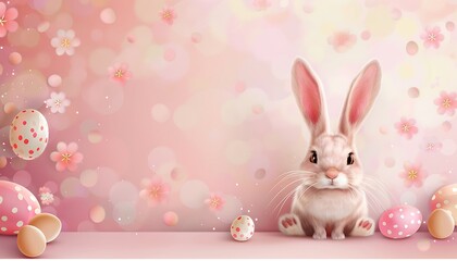 Rabbit on abstract bokeh background. Easter holiday concept.