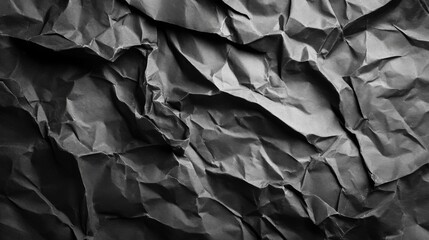 Close-Up of a Crumpled Black Paper Surface