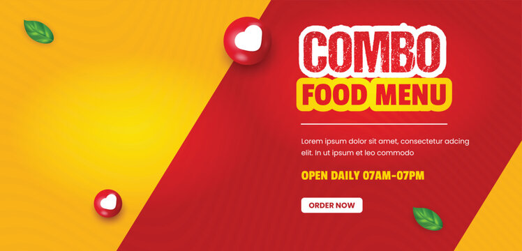 Food menu and restaurant web banner template