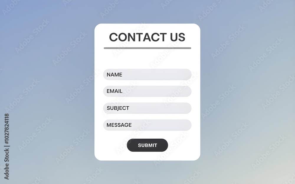 Wall mural a ‘contact us’ form with a minimalist design, relevant for showcasing web design, user interface lay