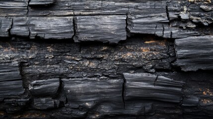 Obraz premium Close-Up of Charred Wood with Cracked and Rough Texture