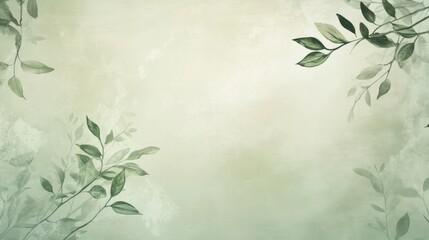 Soft green background with delicate leaf patterns, giving a nature-inspired and elegant touch