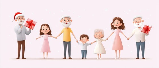 Fototapeta premium Family Holding Hands During Christmas Celebration