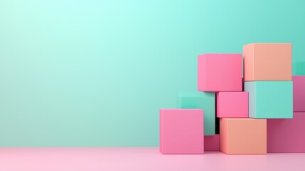 Colorful blocks on pastel background