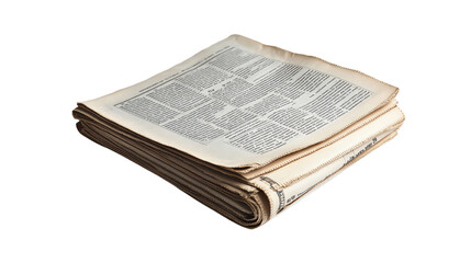 Folded newspaper, white isolate background