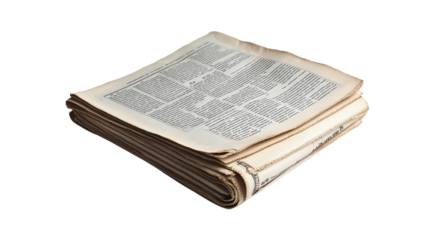 Folded newspaper, white isolate background