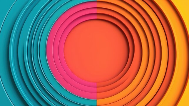 Colorful circular layered design, white isolated background