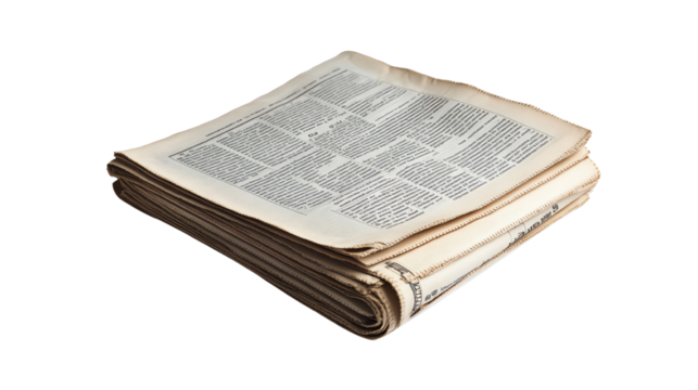 Folded newspaper, white isolate background