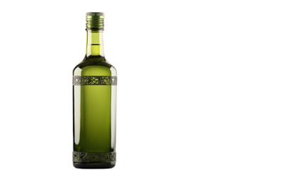 Green glass bottle, white isolate background