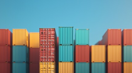 Fototapeta premium Colorful shipping containers, blue sky background