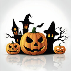 halloween pumpkin with bats