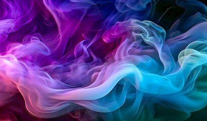 Obraz premium Beautiful smoke-effect textures in dark blue tones on a black background.