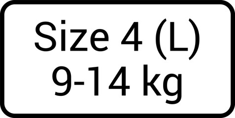 Diaper size -  vector icon illustration isolated on white background