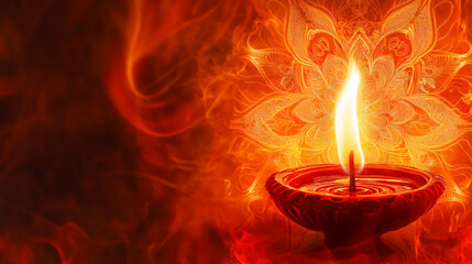 Diwali festive season background with diya lamp mandala spirituality light Hinduism India celebration tradition religious faith belief prosperity hope new beginnings good luck auspiciousness warmth