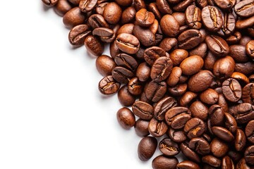 Obraz premium Extreme close-up of coffee beans isolated on white background