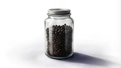 Glass Jar Filled with Black Peppercorns