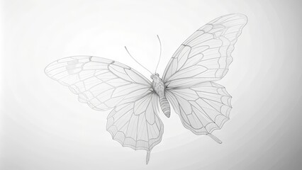 Obraz premium Wireframe Illustration of a Butterfly in Flight
