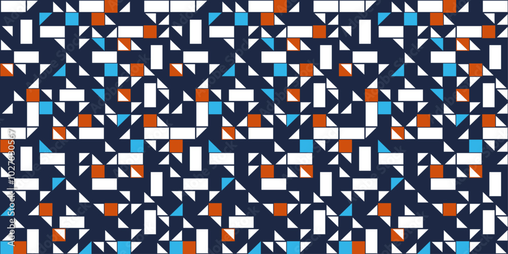 Aufkleber Geometric background texture made of small triangles. Confetti pattern on blue background.