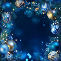 Illuminated christmas decoration blue and golden garlands