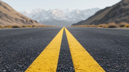 Fototapeta premium Empty highway leading towards mountainous landscape