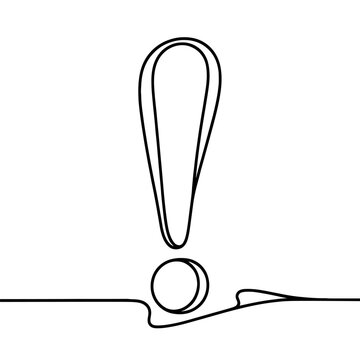 recommend clip art: Continuous linear drawing of exclamation mark. Single-line drawing of an exclamation mark. Exclamation mark in one line style. Vector illustration.