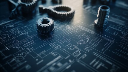 Close-up of an engineering schematic with detailed mathematical formulas and mechanical components displayed on a digital screen