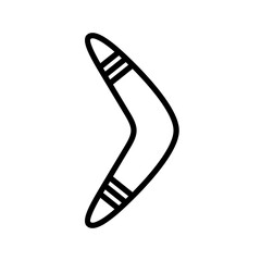 Boomerang icon. Symbol of return, karma or hunting. Wooden throwing club.