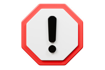 3D Warning Caution icon sign symbol isolated on purple background. Error alert safety concept.3d Minimal exclamation mark or attention warning icon. beware, watch out, be careful, danger. 3d render.