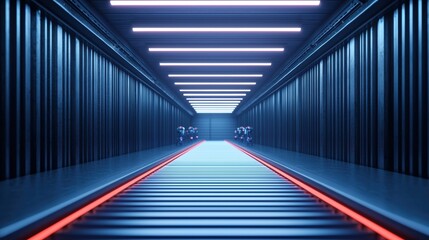 Fototapeta premium Futuristic hallway with neon lights