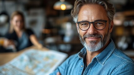 Interior designer presenting a room layout to clients, symbolizing the creativity and vision involved in modern design