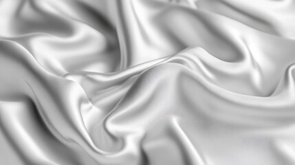 Fototapeta premium Draped White Satin Fabric with Soft Folds and Wrinkles