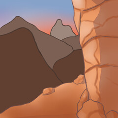 Naklejka premium desert landscape with mountains