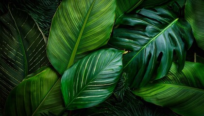 creative layout made of tropical leaves flat lay nature concept