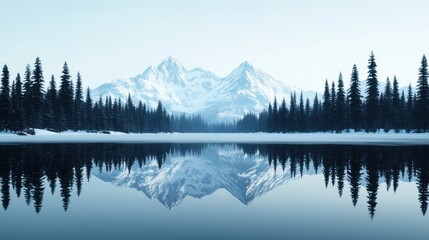 Mountain reflection in serene lake landscape