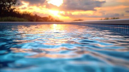 Serene Ripples: Reflective Pool Water Close-Up. Generative AI