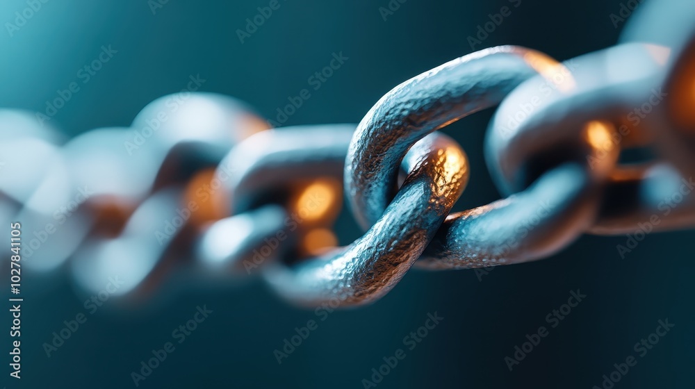 Wall mural this image captures a close-up view of rugged chain links, emphasizing their robust texture and repr