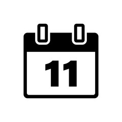 Simple vector illustration of a calendar page with the number eleven