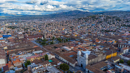 Fotografía aérea de la ciudad de Ayacucho Perú 