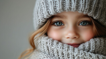 kind mit mütze und schal kalt winter herbst erkältung portrait