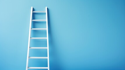 White Ladder Against a Blue Wall