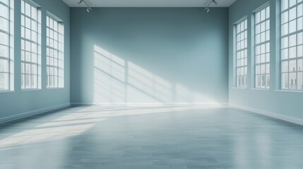 Fototapeta premium Spacious room with natural light and blue walls